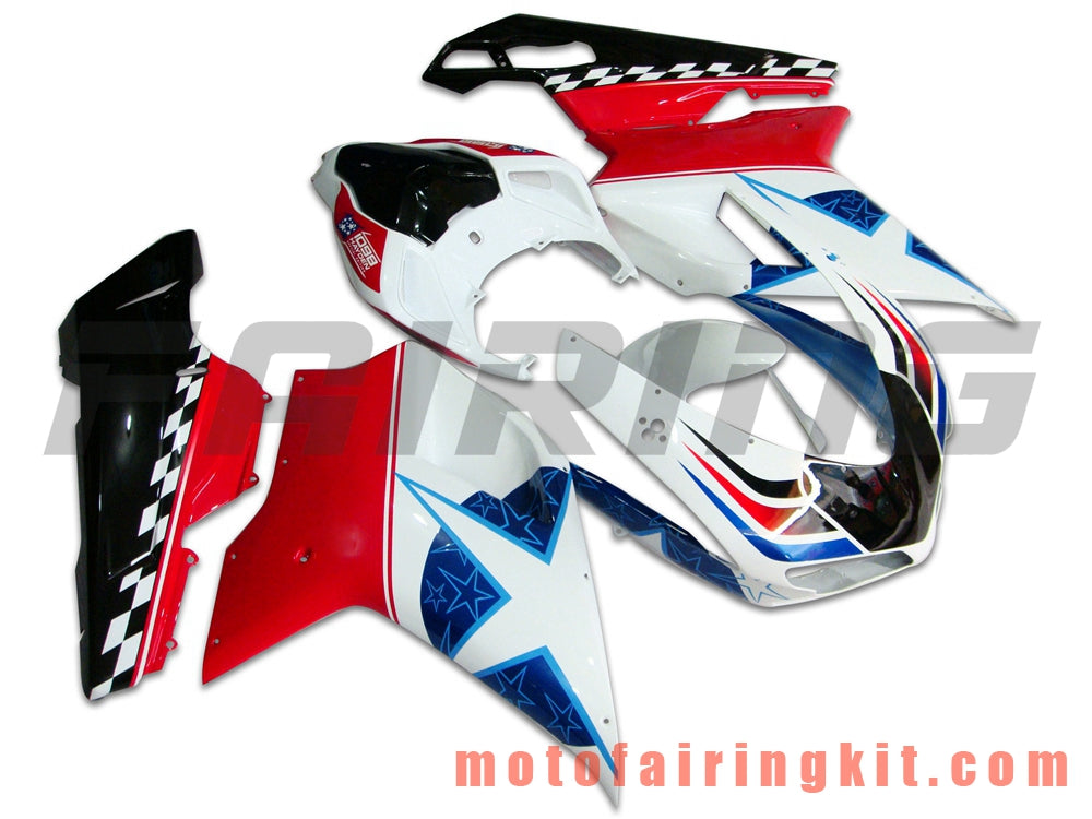 Fairing Kits Fit for 1098 848 1198 2007 2008 2009 2010 2011 2012 Plastic ABS Injection Mold Complete Motorcycle Body Aftermarket Bodywork Frame (Red & White) B026