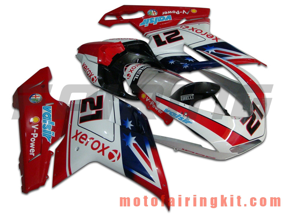 Kits de carenado aptos para 1098 848 1198 2007 2008 2009 2010 2011 2012 Molde de inyección de plástico ABS Carrocería completa para motocicleta Marco de carrocería de posventa (rojo y blanco) B037