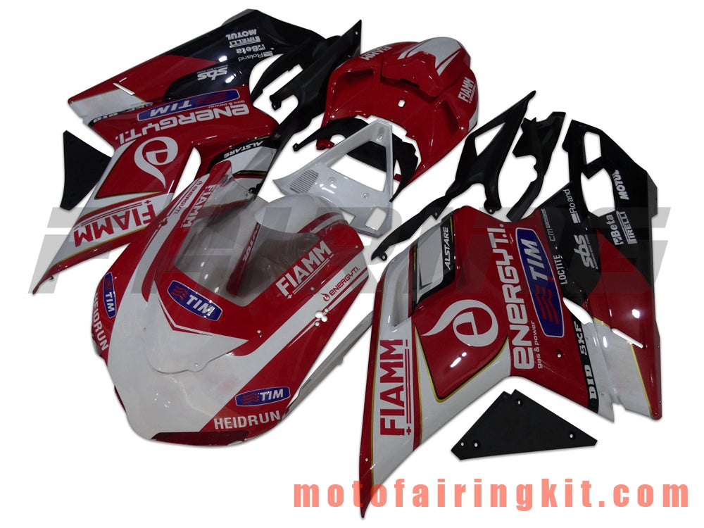 Fairing Kits Fit for 1098 848 1198 2007 2008 2009 2010 2011 2012 Plastic ABS Injection Mold Complete Motorcycle Body Aftermarket Bodywork Frame (Red & White) B047