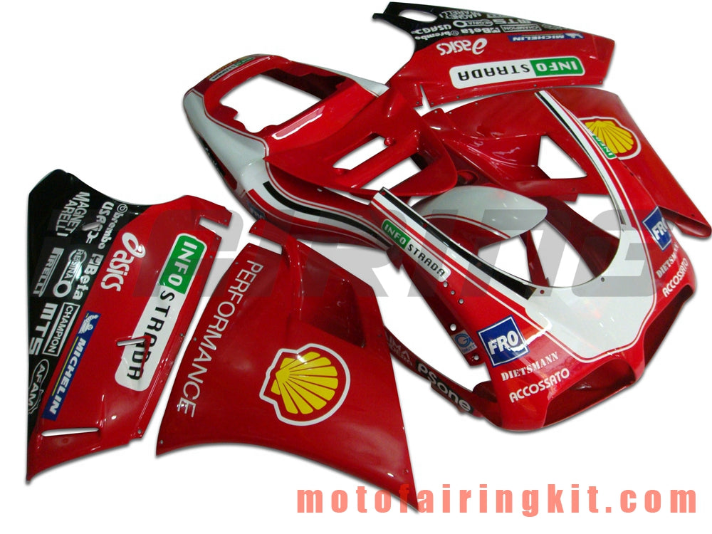 Fairing Kits Fit for 996 748 916 998 Biposto 1996 1997 1998 1999 2000 2001 2002 Plastic ABS Injection Mold Complete Motorcycle Body Aftermarket Bodywork Frame (Red & White) B009
