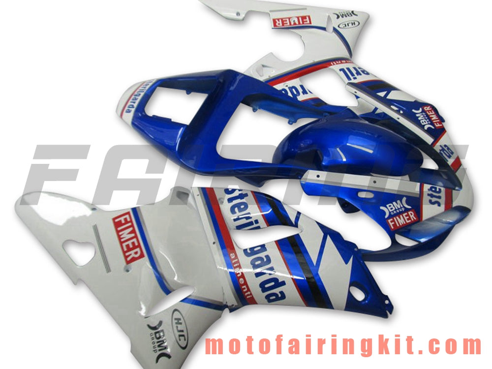 フェアリングキット YZF-1000 R1 2000 2001 YZF 1000 R1 00 01 プラスチック ABS 射出成形 完全なオートバイボディ アフターマーケットボディワークフレーム (ブルー & ホワイト) B044