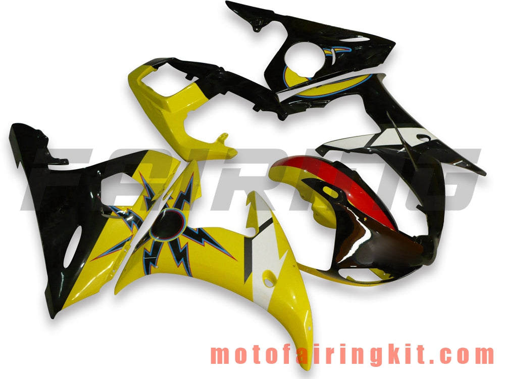Fairing Kits Fit for YZF-600 R6 2005 YZF 600 R6 05 Plastic ABS Injection Mold Complete Motorcycle Body Aftermarket Bodywork Frame (Yellow & Black) B016