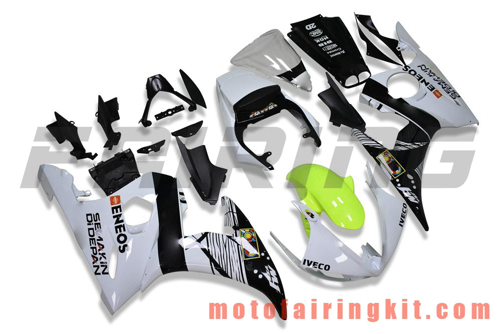 Fairing Kits Fit for YZF-600 R6 2005 YZF 600 R6 05 Plastic ABS Injection Mold Complete Motorcycle Body Aftermarket Bodywork Frame (Black & White) B201