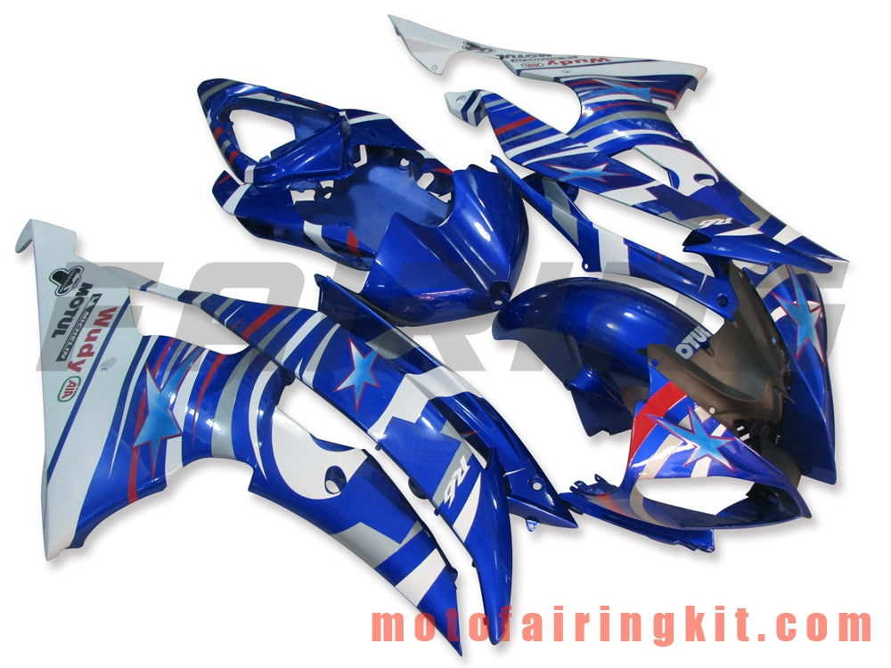 Fairing Kits Fit for YZF-600 R6 2008 2009 2010 2011 2012 2013 2014 2015 2016 Plastic ABS Injection Mold Complete Motorcycle Body Aftermarket Bodywork Frame (Blue & White) B034