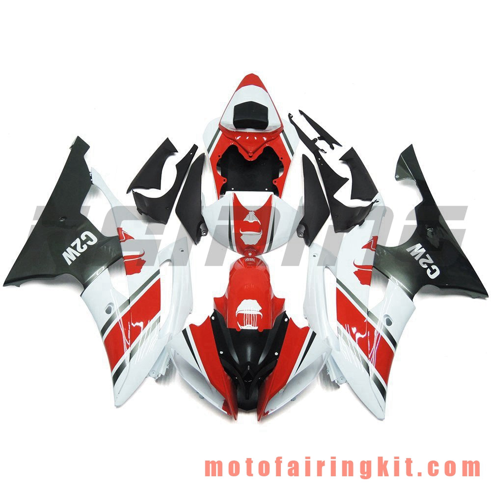 Fairing Kits Fit for YZF-600 R6 2008 2009 2010 2011 2012 2013 2014 2015 2016 Plastic ABS Injection Mold Complete Motorcycle Body Aftermarket Bodywork Frame (Red & White) B086