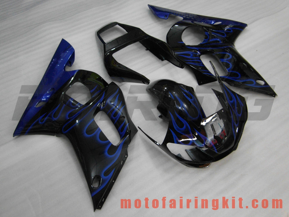 フェアリングキット YZF-600 R6 1998 1999 2000 2001 2002 YZF 600 R6 プラスチック ABS 射出成形 完全なオートバイボディ アフターマーケットボディワークフレーム (ブラック & ブルー) B055
