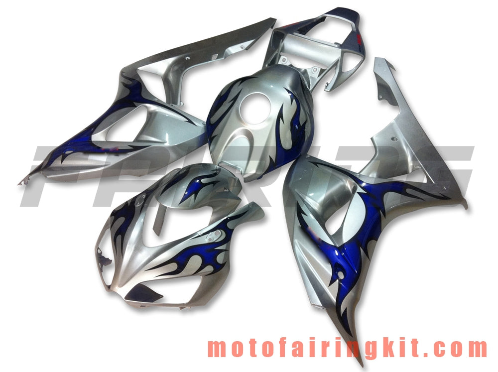 フェアリングキット CBR1000RR 2006 2007 CBR1000 RR 06 07 プラスチック ABS 射出成形 完全なオートバイボディ アフターマーケットボディワークフレーム (シルバー & ブルー) B026