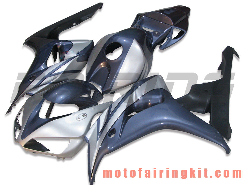 フェアリングキット CBR1000RR 2006 2007 CBR1000 RR 06 07 プラスチック ABS 射出成形 完全なオートバイボディ アフターマーケットボディワークフレーム (シルバー & ブルー) B078