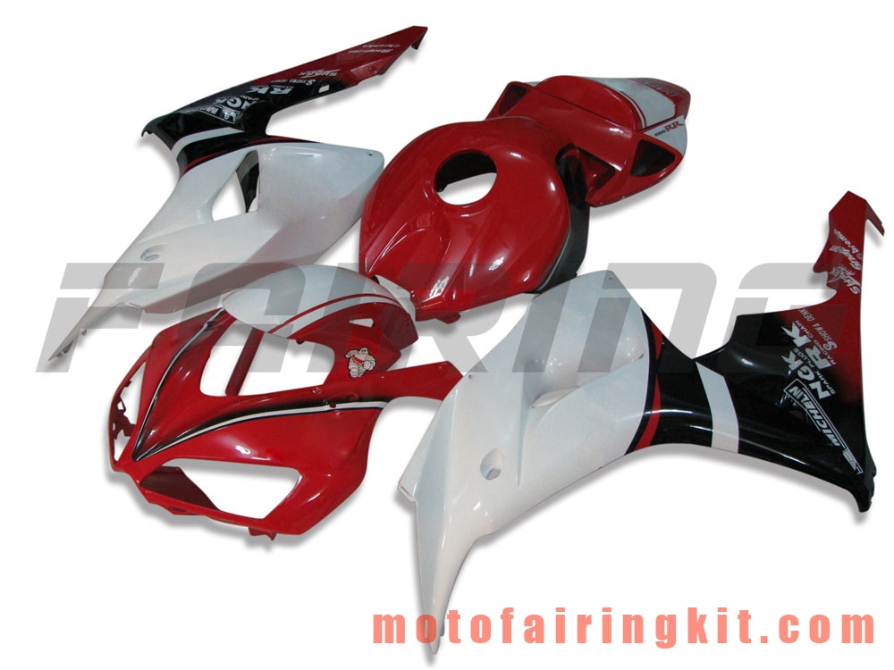 Fairing Kits Fit for CBR1000RR 2006 2007 CBR1000 RR 06 07 Plastic ABS Injection Mold Complete Motorcycle Body Aftermarket Bodywork Frame (Red & White) B080