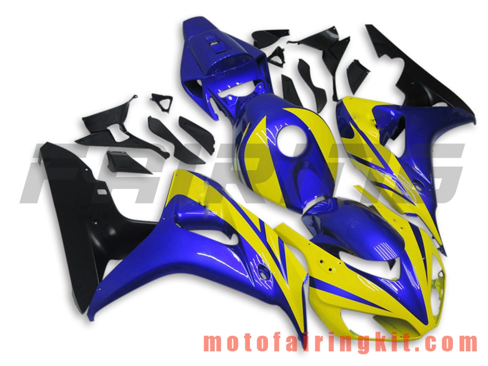 フェアリングキット CBR1000RR 2006 2007 CBR1000 RR 06 07 プラスチック ABS 射出成形 完全なオートバイボディ アフターマーケットボディワークフレーム (イエロー & ブルー) B105