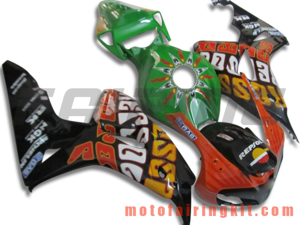 Kits de carenado aptos para CBR1000RR 2006 2007 CBR1000 RR 06 07 Molde de inyección de plástico ABS Carrocería completa para motocicleta Carrocería del mercado de accesorios Marco (verde y naranja) B155