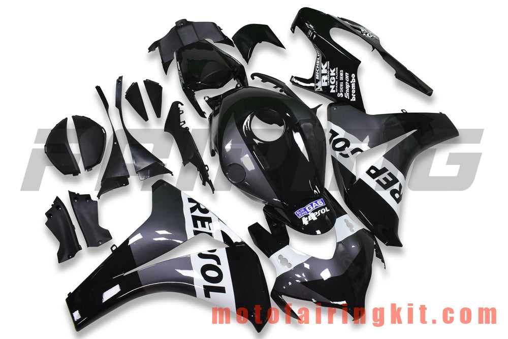 フェアリングキット CBR1000RR 2008 2009 2010 2011 CBR1000 RR 08 09 10 11 プラスチック ABS 射出成形 完全なオートバイボディ アフターマーケットボディワークフレーム (ブラック & ホワイト) B127