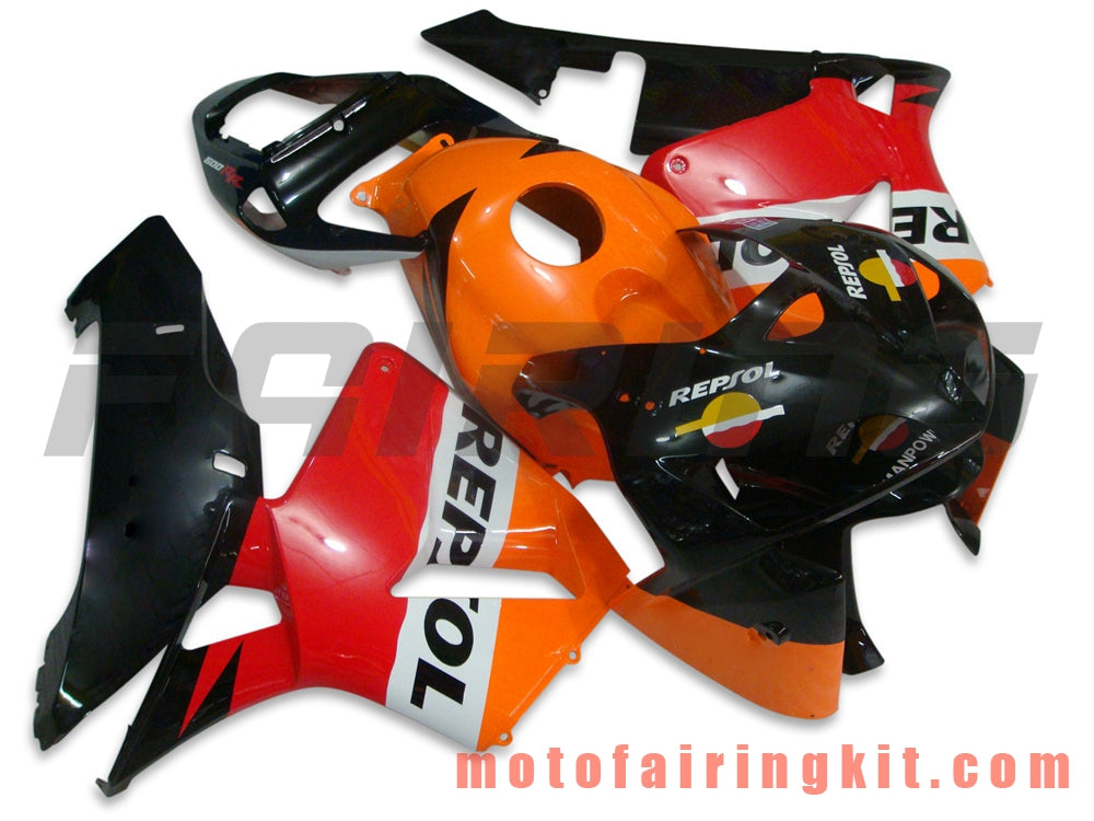 Kits de carenado aptos para CBR600RR 2005 2006 CBR600 RR 05 06 Molde de inyección de plástico ABS Carrocería completa para motocicleta Carrocería del mercado de accesorios Marco (rojo y naranja) B009