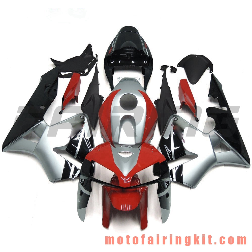 フェアリングキット CBR600RR 2005 2006 CBR600 RR 05 06 プラスチック ABS 射出成形 完全なオートバイボディ アフターマーケットボディワークフレーム (シルバー & ブラック) B067