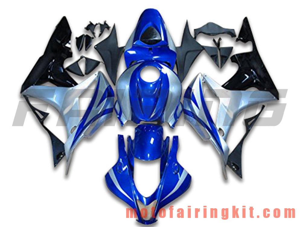 Fairing Kits Fit for CBR600RR 2007 2008 CBR 600RR 07 08 Plastic ABS Injection Mold Complete Motorcycle Body Aftermarket Bodywork Frame (Blue & Silver) B067