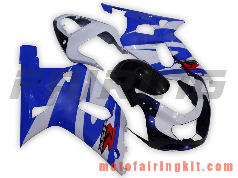 Kits de carenado aptos para GSXR1000 2000 2001 2002 GSXR 1000 00 01 02 Molde de inyección de plástico ABS Carrocería completa para motocicleta Marco de carrocería de posventa (azul y blanco) B011