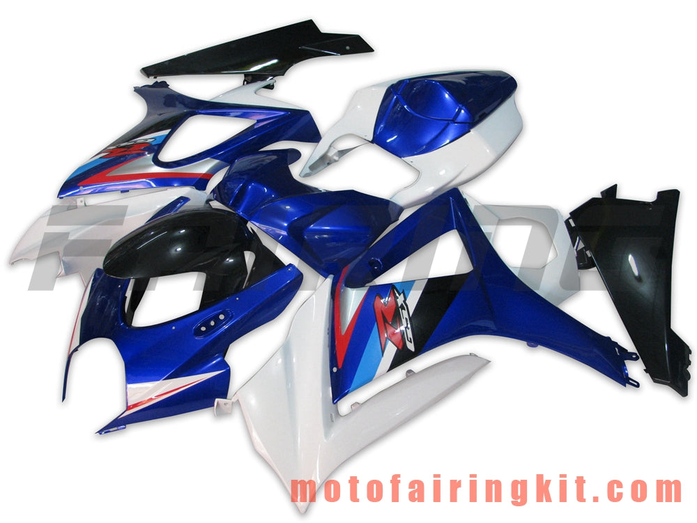 Fairing Kits Fit for GSXR1000 K7 2007 2008 GSXR 1000 GSX R1000 K7 07 08 Plastic ABS Injection Mold Complete Motorcycle Body Aftermarket Bodywork Frame (Blue & White) B007