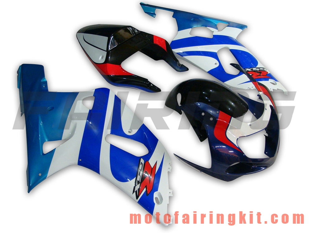 Fairing Kits Fit for GSX-R750 GSX-R600 2001 2002 2003 Plastic ABS Injection Mold Complete Motorcycle Body Aftermarket Bodywork Frame (Blue & White) B014