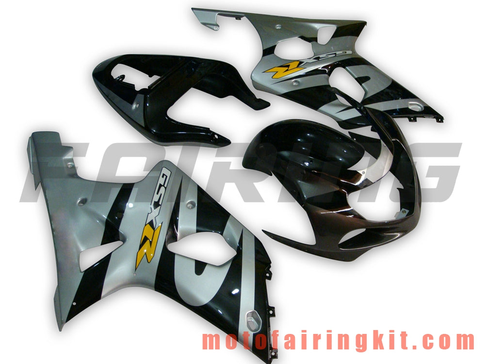 Fairing Kits Fit for GSX-R750 GSX-R600 2001 2002 2003 Plastic ABS Injection Mold Complete Motorcycle Body Aftermarket Bodywork Frame (Silver & Black) B038