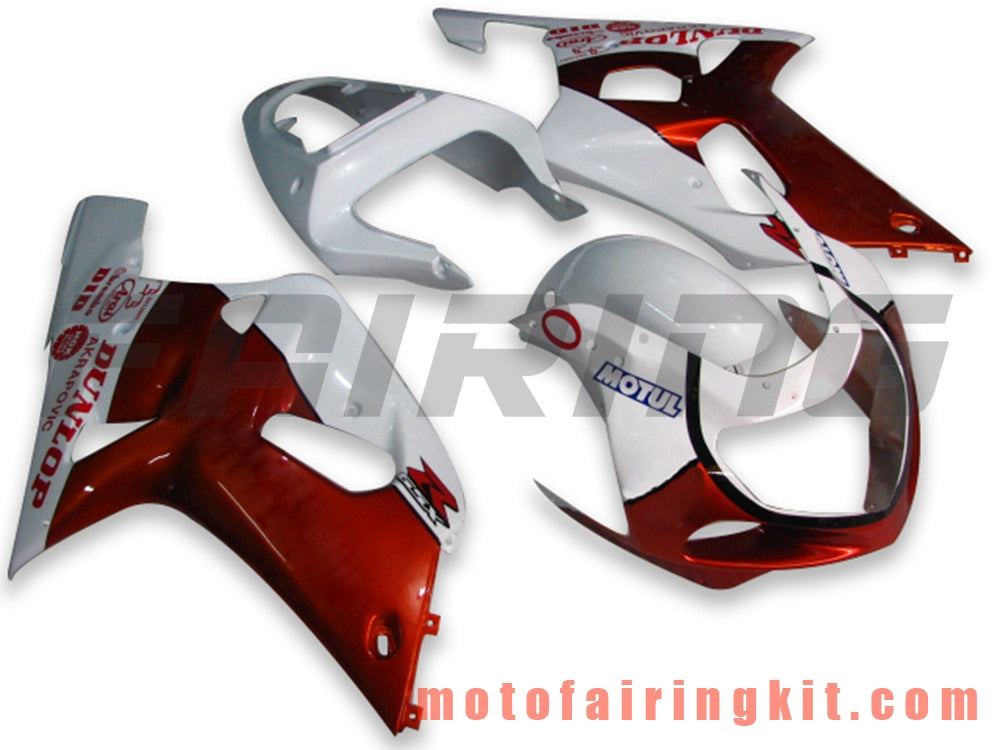 Fairing Kits Fit for GSX-R750 GSX-R600 2001 2002 2003 Plastic ABS Injection Mold Complete Motorcycle Body Aftermarket Bodywork Frame (White & Orange) B049