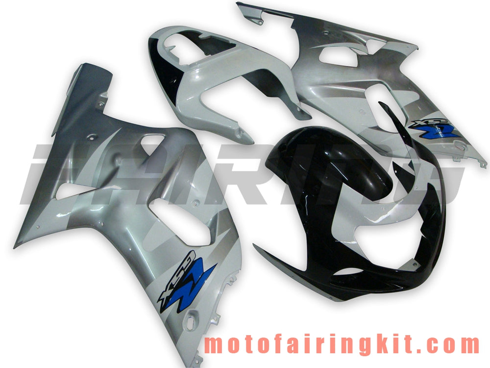 Fairing Kits Fit for GSX-R750 GSX-R600 2001 2002 2003 Plastic ABS Injection Mold Complete Motorcycle Body Aftermarket Bodywork Frame (Silver & White) B078