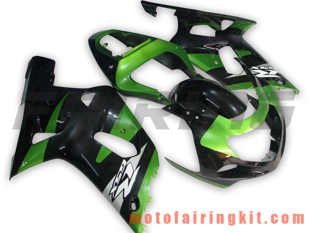 Fairing Kits Fit for GSX-R750 GSX-R600 2001 2002 2003 Plastic ABS Injection Mold Complete Motorcycle Body Aftermarket Bodywork Frame (Black & Green) B084
