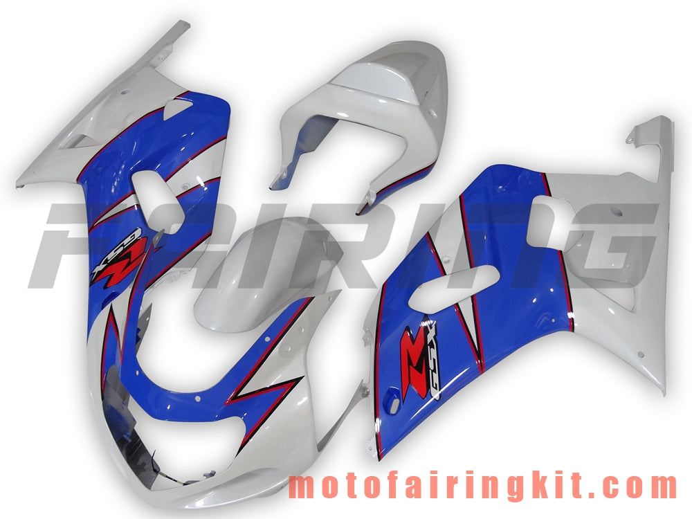 Kits de carenado aptos para GSX-R750 GSX-R600 2001 2002 2003 Molde de inyección de plástico ABS Carrocería completa para motocicleta Marco de carrocería de posventa (blanco y azul) B103