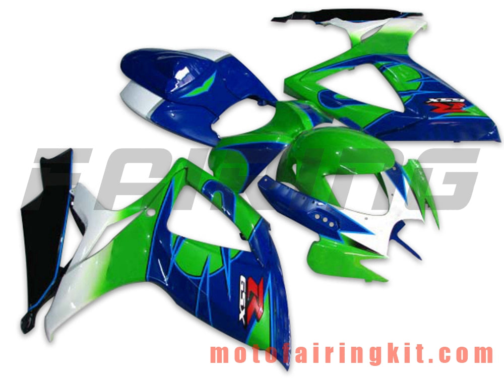 Kits de carenado aptos para GSX-R750 GSX-R600 K6 2006 2007 GSXR 600 750 K6 06 07 Molde de inyección de plástico ABS Carrocería completa para motocicleta Marco de carrocería de posventa (verde y azul) B039