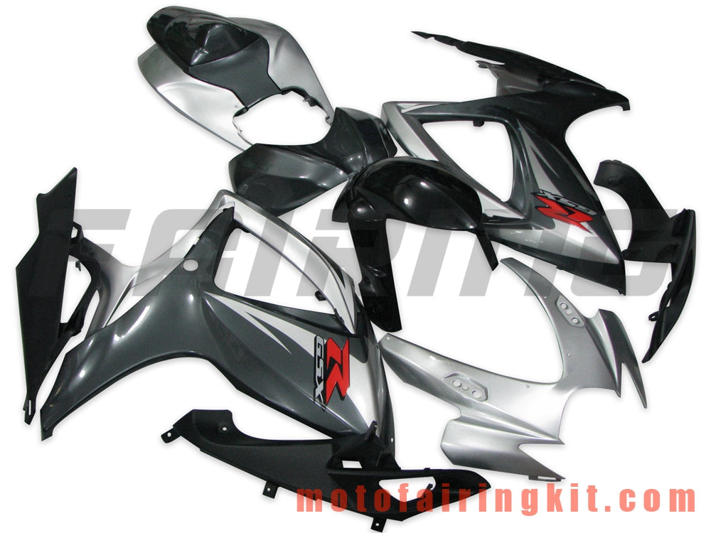 Fairing Kits Fit for GSX-R750 GSX-R600 K6 2006 2007 GSXR 600 750 K6 06 07 Plastic ABS Injection Mold Complete Motorcycle Body Aftermarket Bodywork Frame (Black & Silver) B056