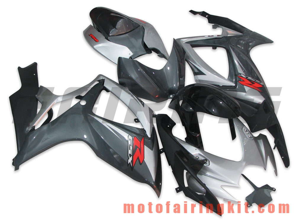 Kits de carenado aptos para GSX-R750 GSX-R600 K6 2006 2007 GSXR 600 750 K6 06 07 Molde de inyección de plástico ABS Carrocería completa para motocicleta Carrocería del mercado de accesorios Marco (gris y plateado) B084