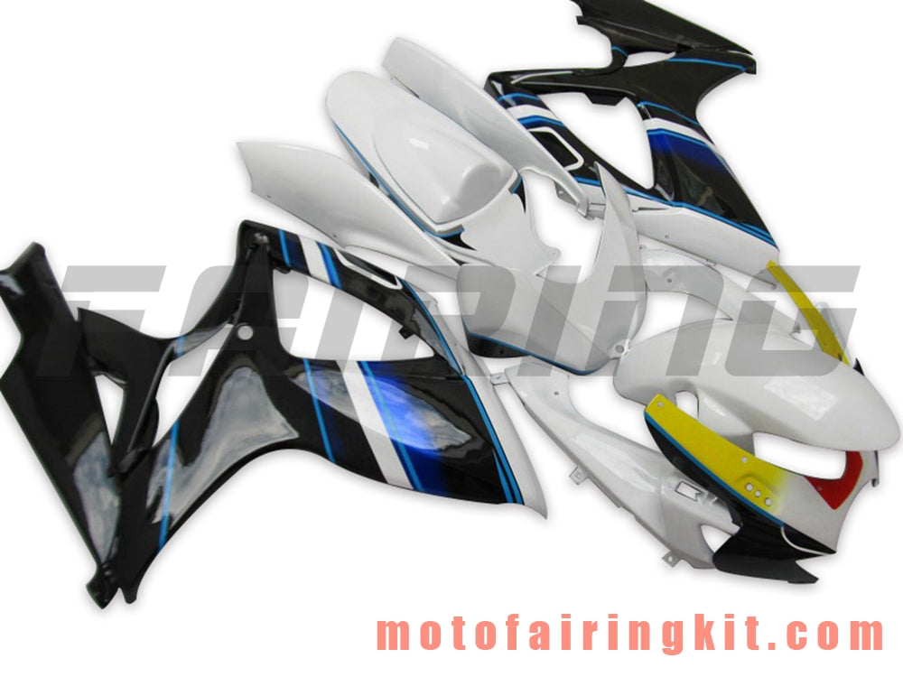 フェアリングキット GSX-R750 GSX-R600 K6 2006 2007 GSXR 600 750 K6 06 07 プラスチック ABS 射出成型 完全なオートバイ車体 アフターマーケット車体フレーム (ホワイト & ブラック) B129