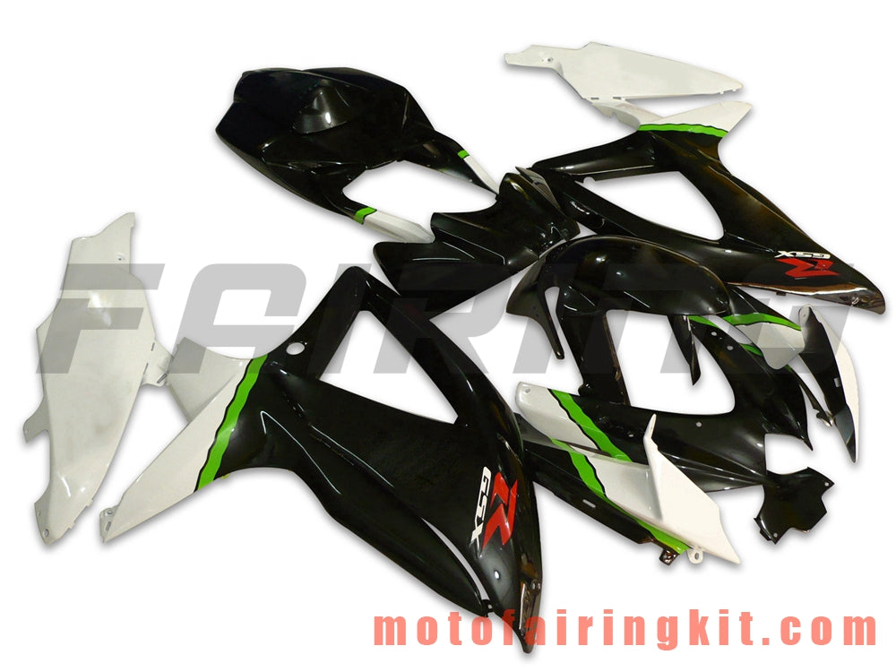 フェアリングキット GSX-R750 GSX-R600 K8 2008 2009 2010 GSXR 600 750 プラスチック ABS 射出成形 完全なオートバイボディ アフターマーケットボディワークフレーム (ブラック & ホワイト) B026