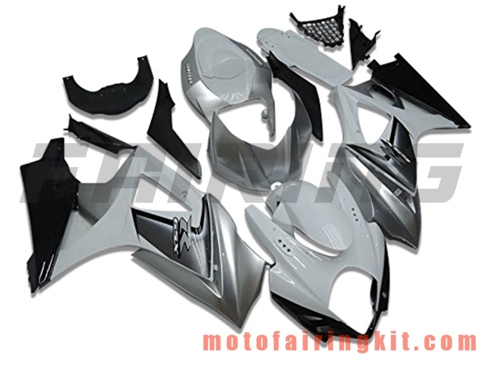 Fairing Kits Fit for GSX-R750 GSX-R600 K8 2008 2009 2010 GSXR 600 750 Plastic ABS Injection Mold Complete Motorcycle Body Aftermarket Bodywork Frame (Silver & White) B111