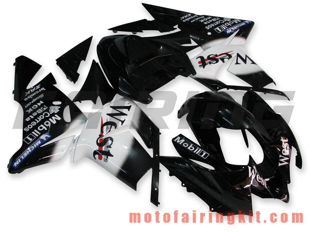 Fairing Kits Fit for ZX-10R ZX10R 2004 2005 ZX-10R ZX10R 04 05 Plastic ABS Injection Mold Complete Motorcycle Body Aftermarket Bodywork Frame (Black & White) B014