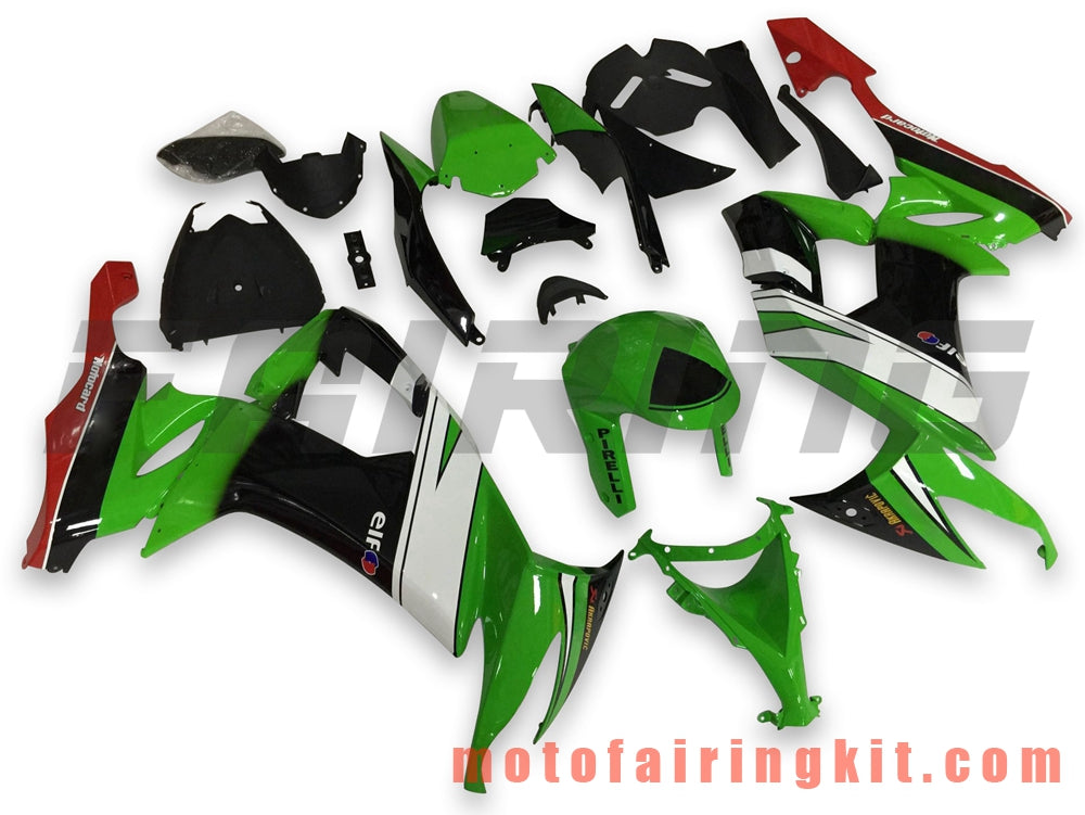 Kits de carenado aptos para ZX-10R ZX10R 2008 2009 2010 ZX10R 08 09 10 Molde de inyección de plástico ABS Carrocería completa para motocicleta Carrocería del mercado de accesorios Marco (verde y negro) B029