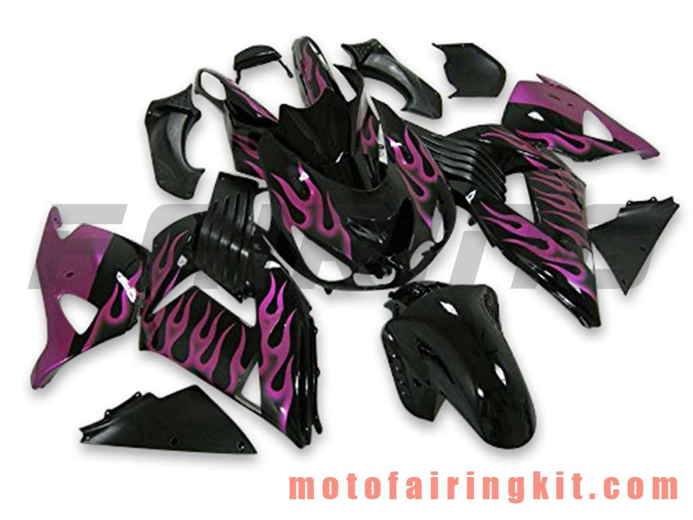 Fairing Kits Fit for ZX14R ZX-14R ZZ-R1400 2006 2007 2008 2009 2010 2011 Plastic ABS Injection Mold Complete Motorcycle Body Aftermarket Bodywork Frame (Black & Purple) B038