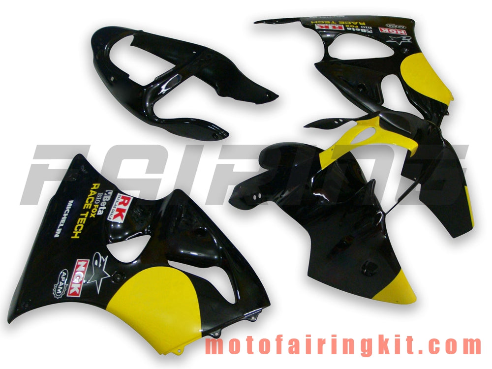 Fairing Kits Fit for ZX6R ZX-6R 636 2000 2001 2002 ZX6R 00 01 02 Plastic ABS Injection Mold Complete Motorcycle Body Aftermarket Bodywork Frame (Black & Yellow) B038