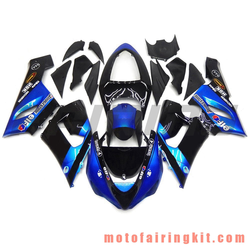 フェアリングキット ZX6R ZX-6R 636 2005 2006 ZX6R 636 05 06 プラスチック ABS 射出成形 完全なオートバイボディ アフターマーケットボディワークフレーム (ブルー & ブラック) B036
