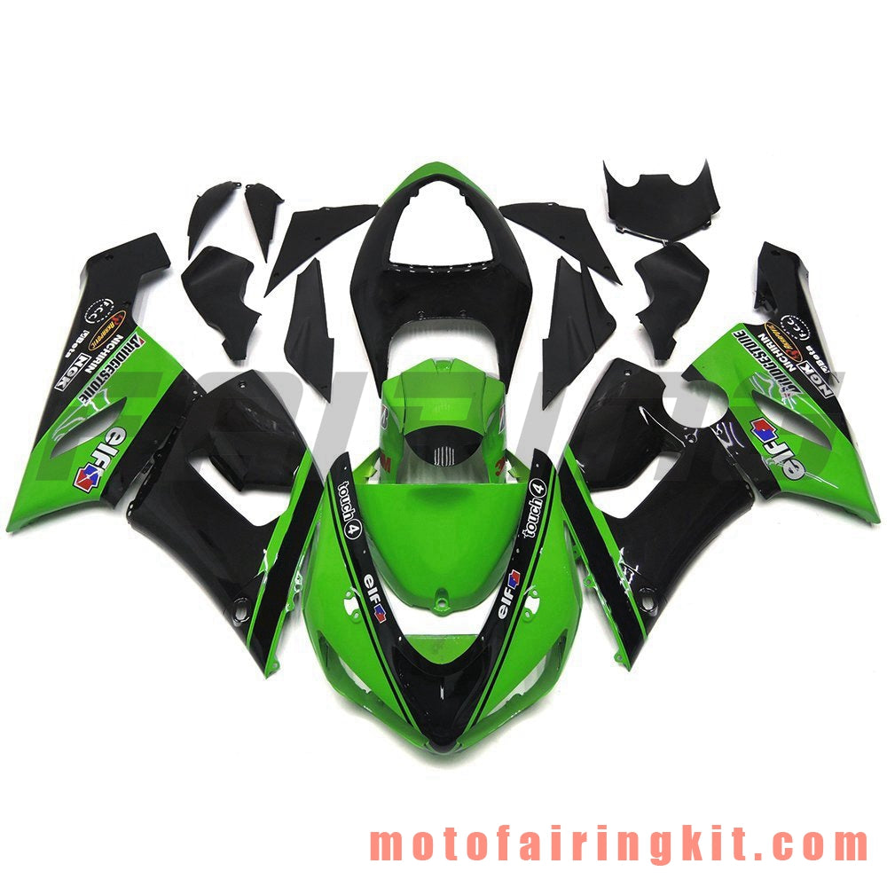 フェアリングキット ZX6R ZX-6R 636 2005 2006 ZX6R 636 05 06 プラスチック ABS 射出成形 完全なオートバイボディ アフターマーケットボディワークフレーム (グリーン & ブラック) B038