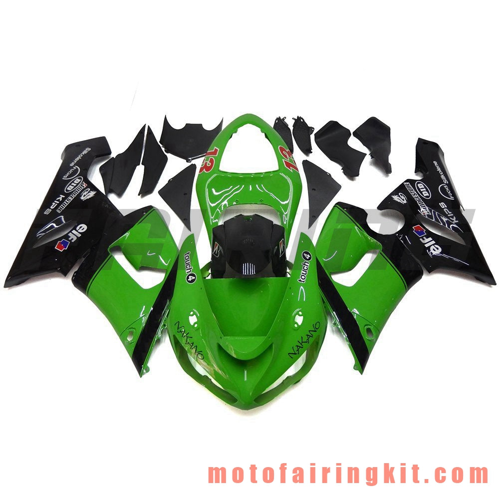 フェアリングキット ZX6R ZX-6R 636 2005 2006 ZX6R 636 05 06 プラスチック ABS 射出成形 完全なオートバイボディ アフターマーケットボディワークフレーム (グリーン & ブラック) B044