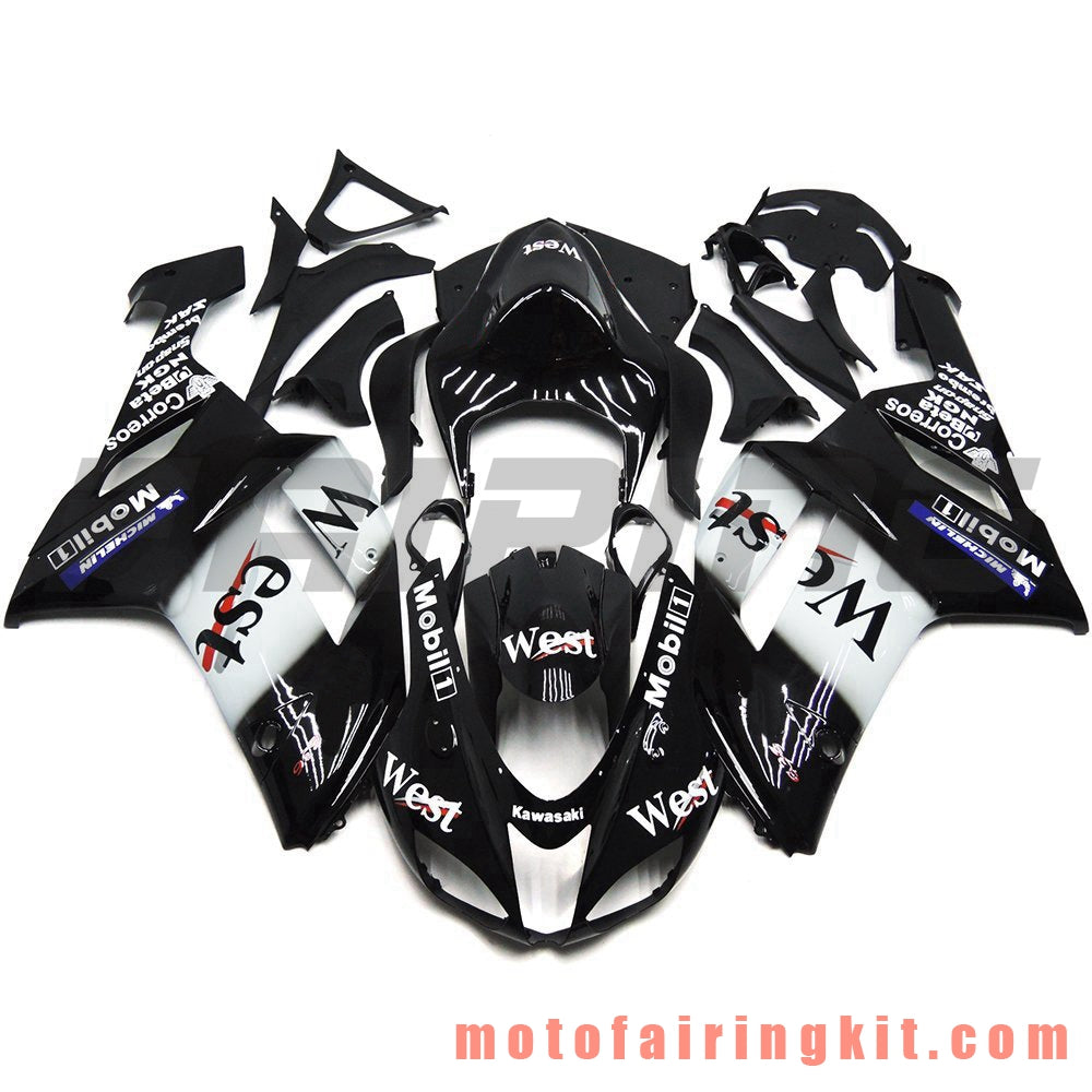 Fairing Kits Fit for ZX6R ZX-6R 636 2007 2008 ZX6R 636 07 08 Plastic ABS Injection Mold Complete Motorcycle Body Aftermarket Bodywork Frame (Black & White) B023