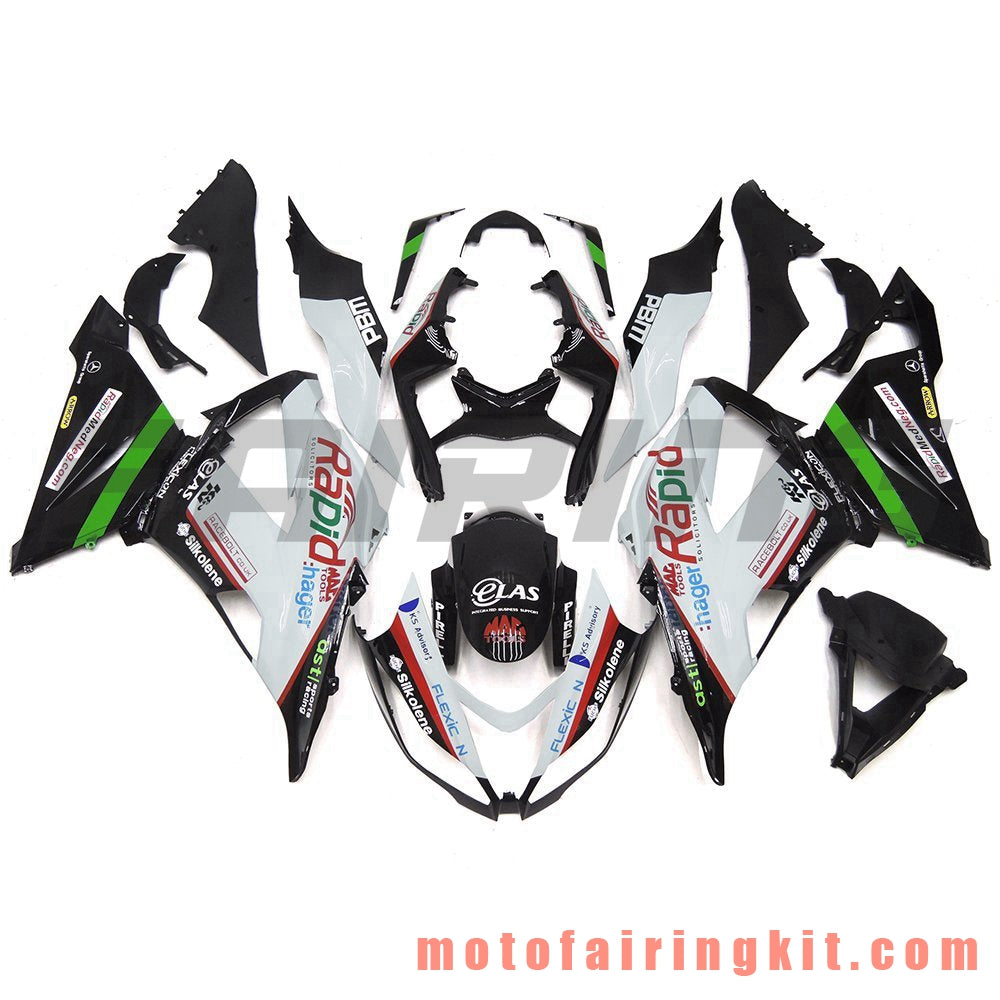 Fairing Kits Fit for ZX6R ZX-6R 636 2013 2014 2015 2016 2017 2018 Plastic ABS Injection Mold Complete Motorcycle Body Aftermarket Bodywork Frame (White & Black) B002
