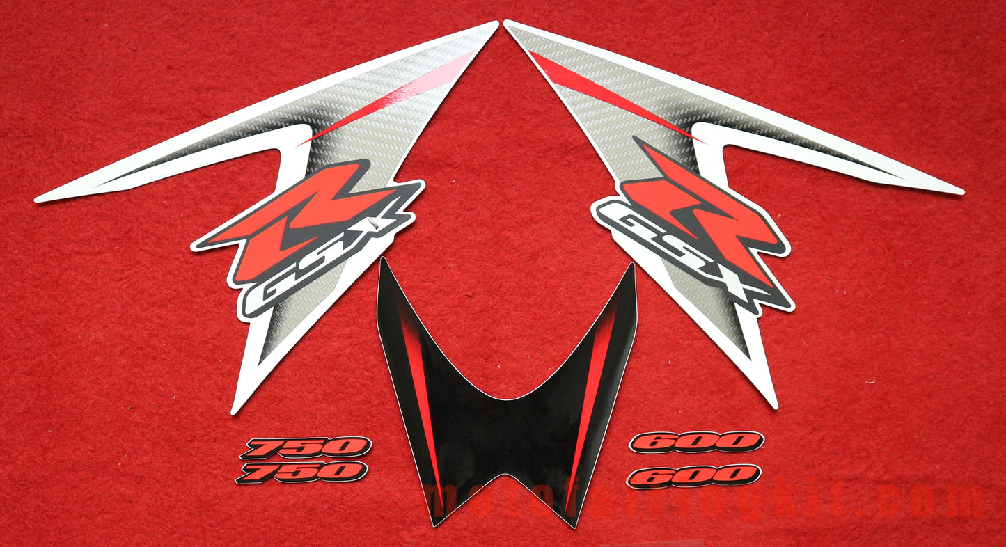 Motorcycle Decals Sticker for GSX-R750 GSX-R600 K8 2008 2009 2010 GSXR 600 750 Motorbike Racing Fairing Decal (Gray & Red)