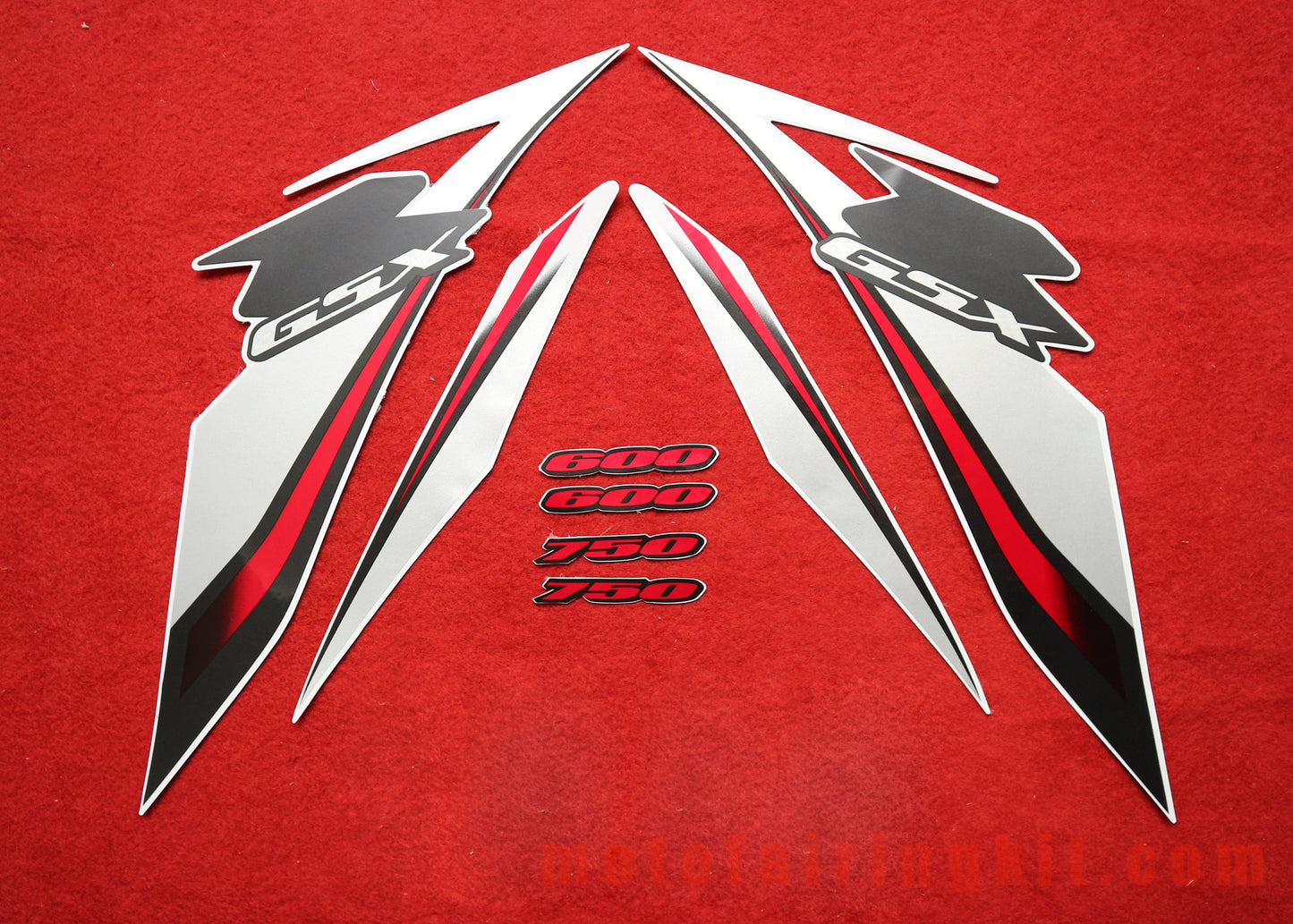 Motorcycle Decals Sticker for GSX-R750 GSX-R600 K8 2008 2009 2010 GSXR 600 750 Motorbike Racing Fairing Decal (Gray & Red)