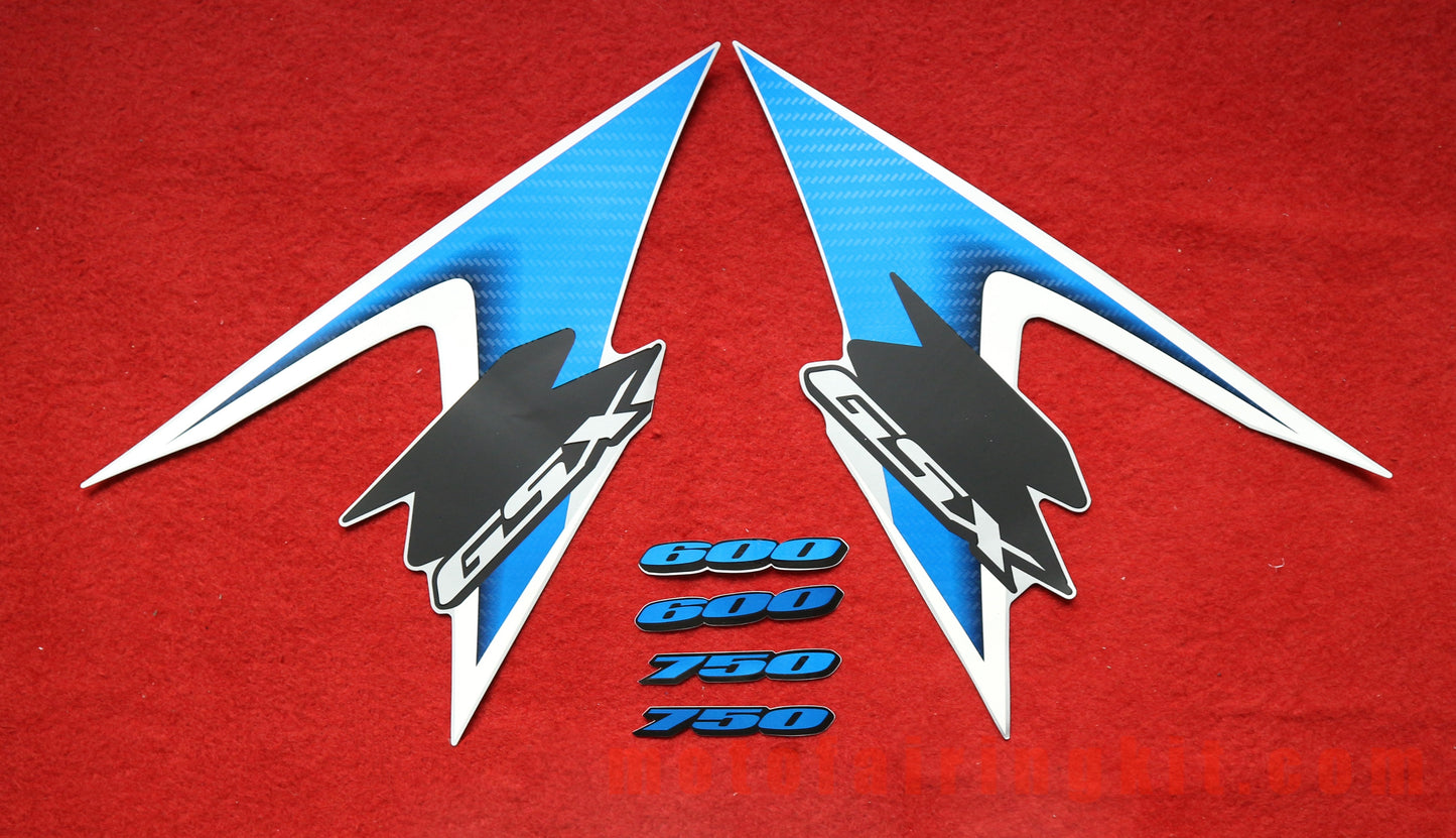 Motorcycle Decals Sticker for GSX-R750 GSX-R600 K8 2008 2009 2010 GSXR 600 750 Motorbike Racing Fairing Decal (Blue & Gray)