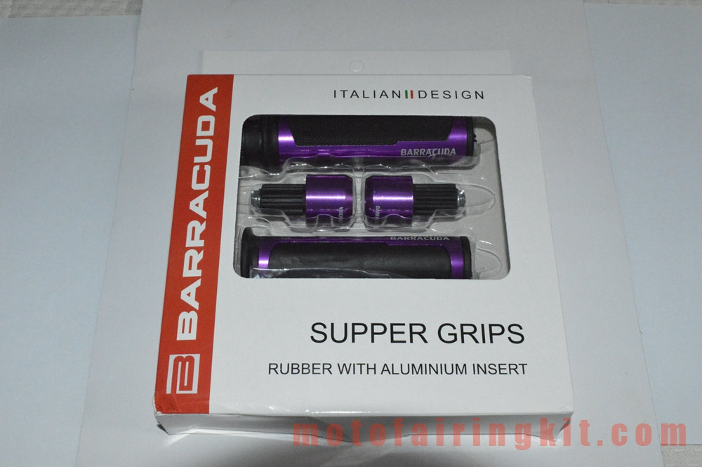 Generic Motorcycle 7/8 Inch Aluminum Rubber Handlebar Grips with Bar Ends Caps Plugs For The Bike Use Handlebars With An Inner Diameter Of 22mm (7/8 ")(Purple & Black)