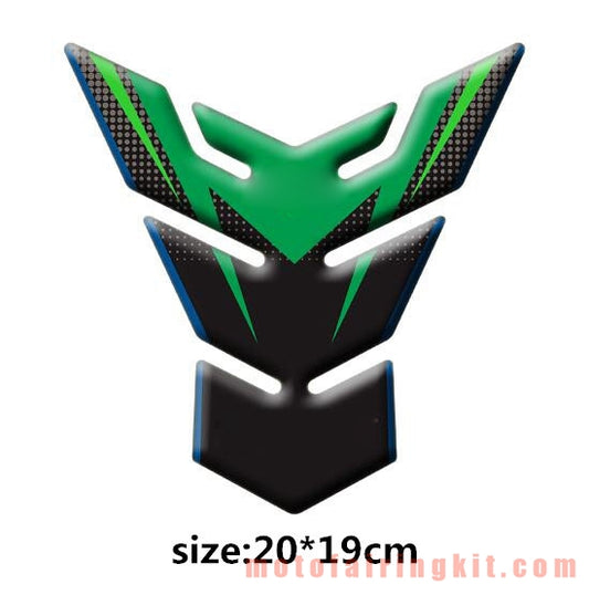 Motorcycle 3D Gas Tank Sticker Self-Adhesive Strong Stickiness Waterproof Protector Decal Pad Green