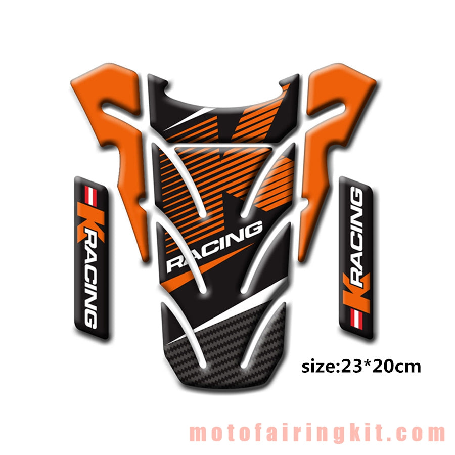 Motorcycle 3D Gas Tank Sticker Self-Adhesive Strong Stickiness Waterproof Protector Decal Pad Orange