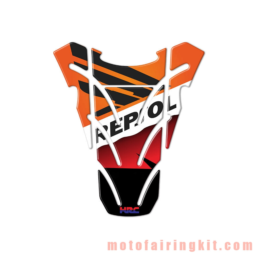 Motorcycle 3D Gas Tank Sticker Self-Adhesive Strong Stickiness Waterproof Protector Decal Pad Orange