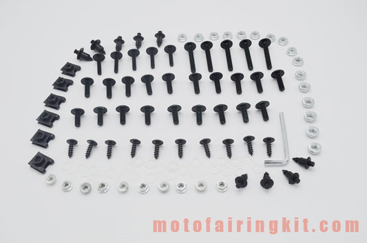 Kit de tornillos y tuercas para carenado de motocicletas, arandelas y clips de sujeción, color negro y plateado